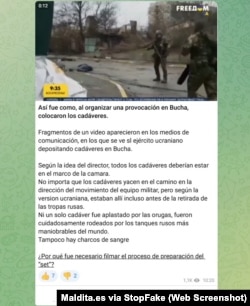 Los perfiles también aseguraban que las imágenes de Bucha eran en realidad un montaje.